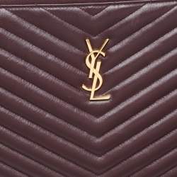Saint Laurent Burgundy Matelasse Leather Document Holder 