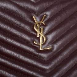 Saint Laurent Burgundy Matelasse Leather Document Holder 