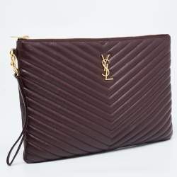 Saint Laurent Burgundy Matelasse Leather Document Holder 