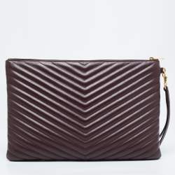 Saint Laurent Burgundy Matelasse Leather Document Holder 