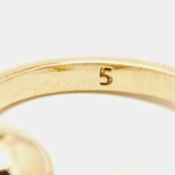 Saint Laurent Faux Pearl Gold Tone Ring Size 50