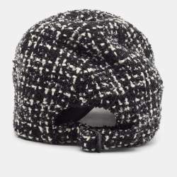 Saint Laurent Paris Black SL Embroidered Tweed Baseball Cap Size 57
