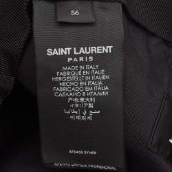 Saint Laurent Paris Black SL Embroidered Tweed Baseball Cap Size 57