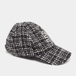 Saint Laurent Paris Black SL Embroidered Tweed Baseball Cap Size 57