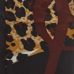 Pre Owned Saint Laurent Paris Black Leopard Print Modal and Cashmere Scarf
