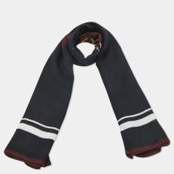 Pre Owned Saint Laurent Paris Black Leopard Print Modal and Cashmere Scarf