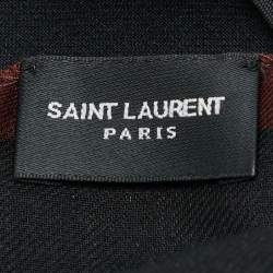 Pre Owned Saint Laurent Paris Black Leopard Print Modal and Cashmere Scarf