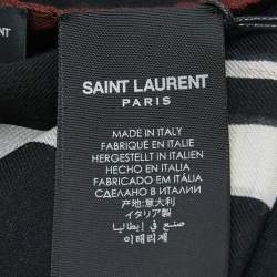 Pre Owned Saint Laurent Paris Black Leopard Print Modal and Cashmere Scarf