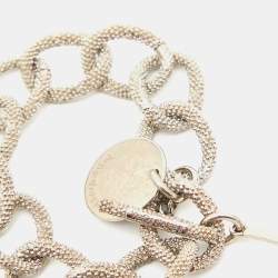 Saint Laurent Paris Logo Silver Tone Chain Link Bracelet