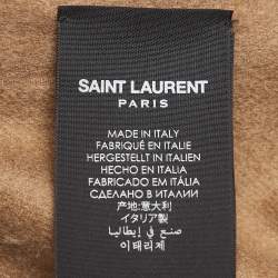 Pre Owned Saint Laurent Paris Brown Cashmere Fringed Scarf 