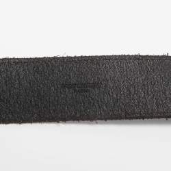 Pre Owned Saint Laurent Black Leather Oval Buckle Belt 