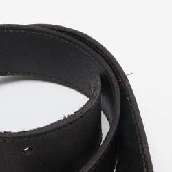 Pre Owned Saint Laurent Black Leather Oval Buckle Belt 