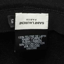 Saint Laurent Paris Black Rabbit Felt Wide Brim Hat Size 58
