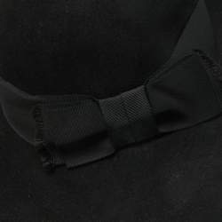 Saint Laurent Paris Black Rabbit Felt Wide Brim Hat Size 58
