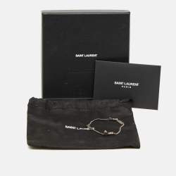 Saint Laurent Paris  Cassandre Crystal SIlver Tone Bracelet