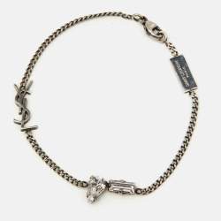 Saint Laurent Paris  Cassandre Crystal SIlver Tone Bracelet