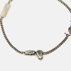 Saint Laurent Paris  Cassandre Crystal SIlver Tone Bracelet