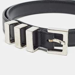 Saint Laurent Black Leather Slim Buckle Belt 75CM