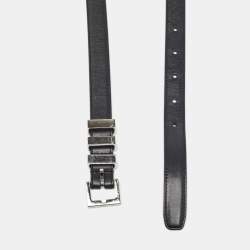 Saint Laurent Black Leather Slim Buckle Belt 75CM