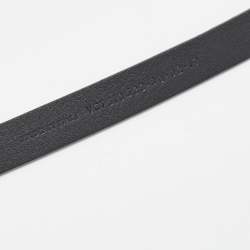 Pre Owned Saint Laurent Black Leather Slim Buckle Belt 80CM