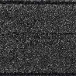 Pre Owned Saint Laurent Black Croc Embossed Leather Chaine Et Baton Belt 70CM