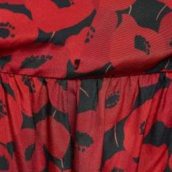 Saint Laurent Red Printed Silk Wrap Mini Dress S