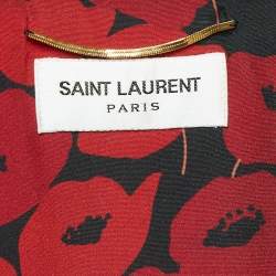 Saint Laurent Red Printed Silk Wrap Mini Dress S