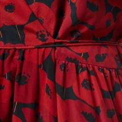 Saint Laurent Red Printed Silk Wrap Mini Dress S