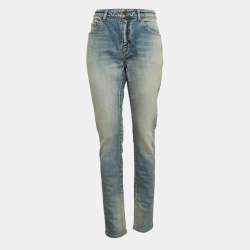 Pre Owned Saint Laurent Paris Blue Washed Denim Jeans L Waist 31"