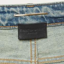 Pre Owned Saint Laurent Paris Blue Washed Denim Jeans L Waist 31"