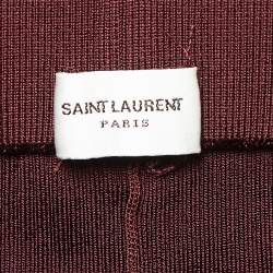 Saint Laurent Paris Burgundy Rib Knit Biker Shorts XS