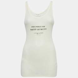 Saint Laurent Cream Printed Tank Top S