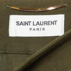 Saint Laurent Paris Green Cotton Blend Lace Tie-Up Military Trousers M