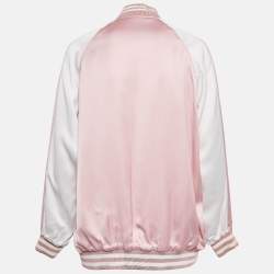 Saint Laurent Pink/White Satin Bomber Jacket M