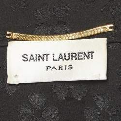 Pre Owned Saint Laurent Paris Black Jacquard Silk Long Sleeve Shirt S