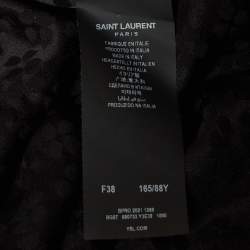 Pre Owned Saint Laurent Paris Black Jacquard Silk Long Sleeve Shirt S