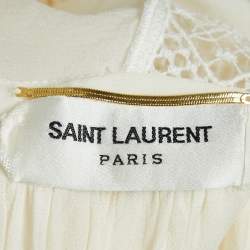 Pre Owned Saint Laurent Paris Off-White Silk Ruffled Mini Dress S