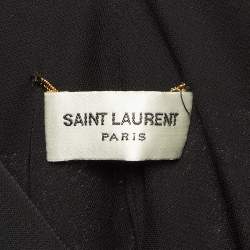 Pre Owned Saint Laurent Paris Black Knit Ruffled Rose Detail Top M