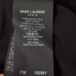 Pre Owned Saint Laurent Paris Black Knit Ruffled Rose Detail Top M