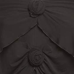 Pre Owned Saint Laurent Paris Black Knit Ruffled Rose Detail Top M