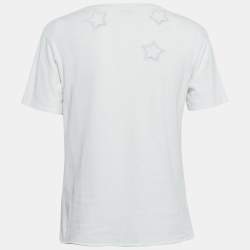 Saint Laurent Paris White Cotton Star Cut-Out Detail T-Shirt XS