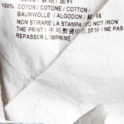 Pre Owned Saint Laurent Paris Ecru Logo Print Cotton Distressed Sweatshirt S