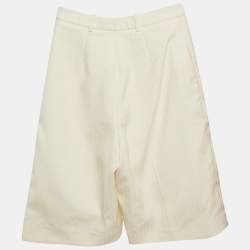 Saint Laurent Paris Cream Striped Wool Tailored Short S