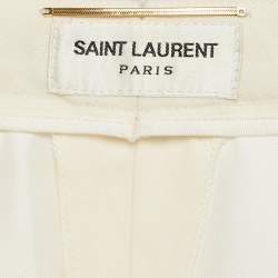 Saint Laurent Paris Cream Striped Wool Tailored Short S