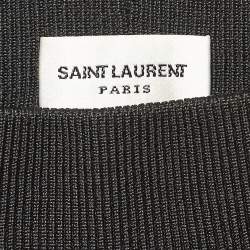 Pre Owned Saint Laurent Paris Black Rib Knit Cropped Leggings XS