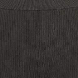 Pre Owned Saint Laurent Paris Black Rib Knit Cropped Leggings XS