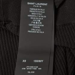 Pre Owned Saint Laurent Paris Black Rib Knit Cropped Leggings XS