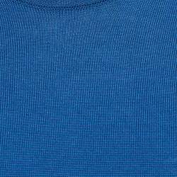 Saint Laurent  Blue Knit Ruched Sleeves Midi Dress XS