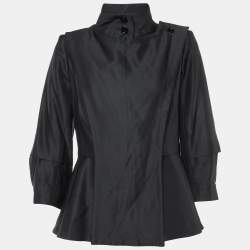 Pre Owned Yves Saint Laurent Vintage Black High Neck Collar Jacket M