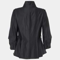 Pre Owned Yves Saint Laurent Vintage Black High Neck Collar Jacket M